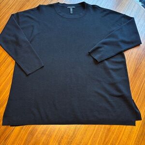 Eileen Fisher Black Super-Fine Merino Wool Sweater